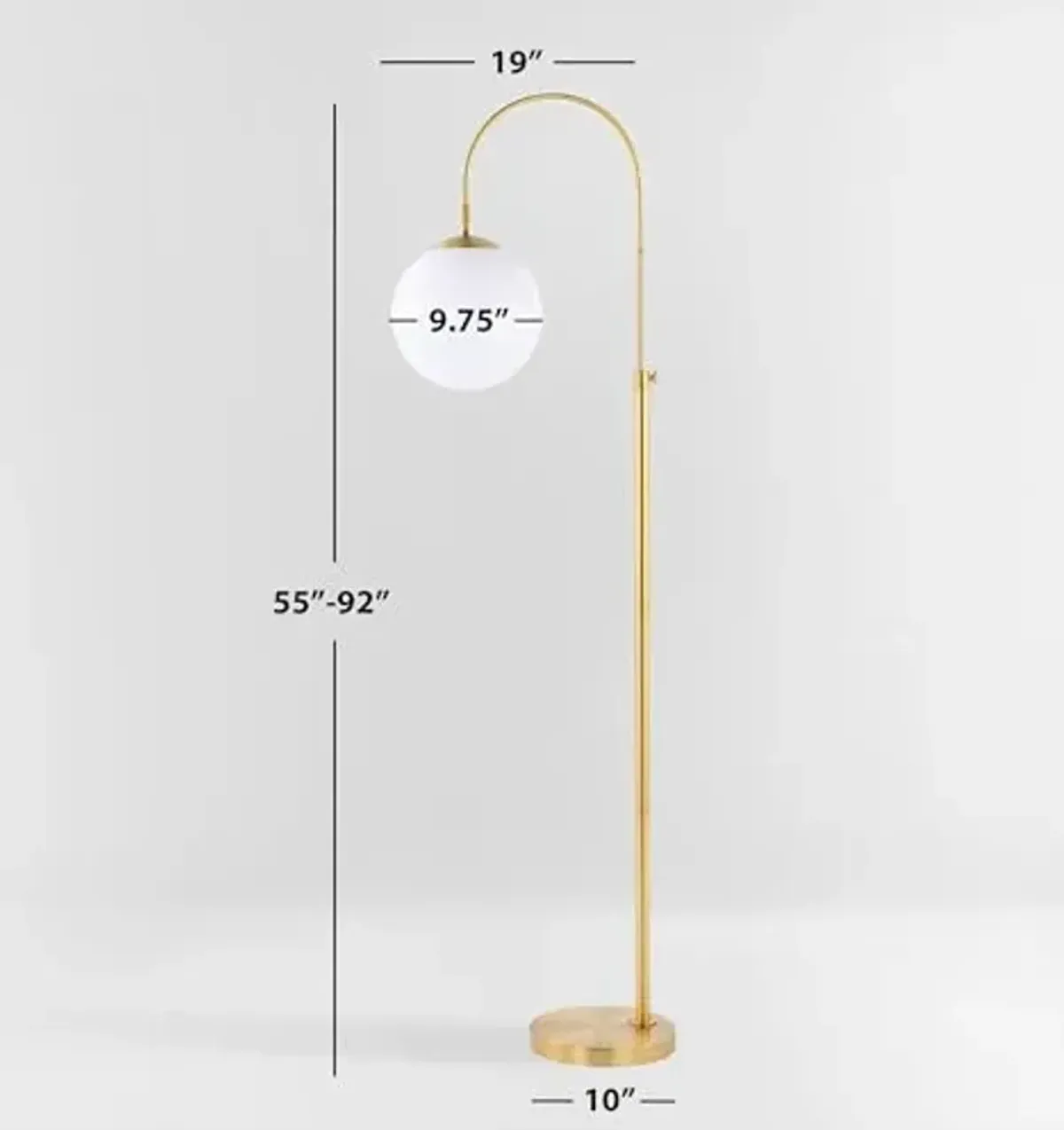 SAFAVIEH Lighting Collection Hamil Mid-Century Modern White/Gold 62-inch Adjustable Arched Floor Lamp