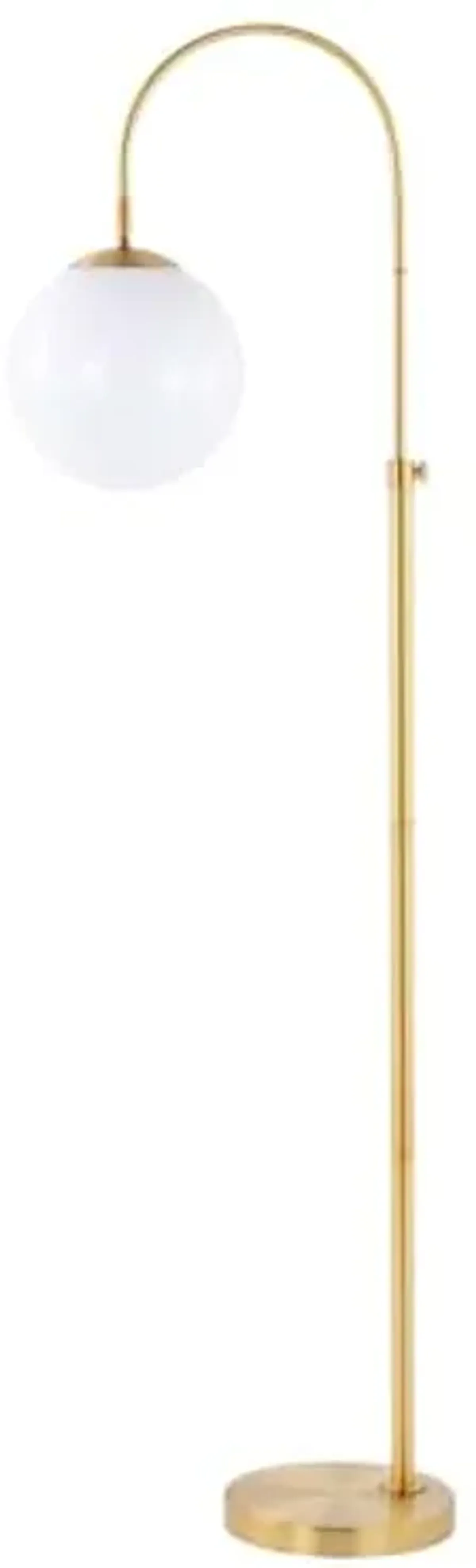 SAFAVIEH Lighting Collection Hamil Mid-Century Modern White/Gold 62-inch Adjustable Arched Floor Lamp