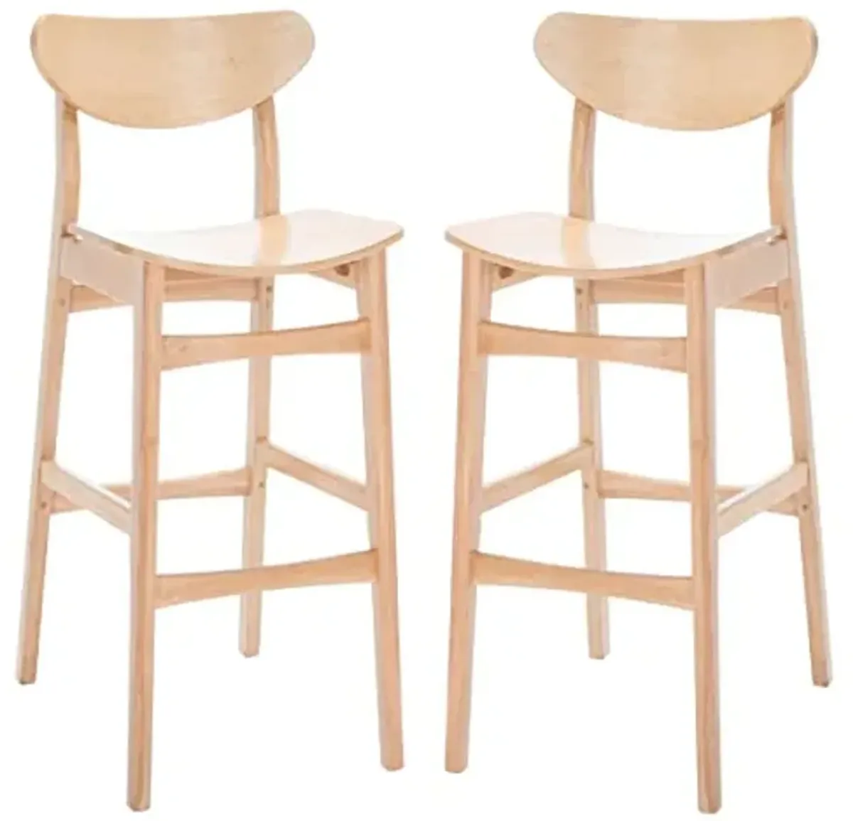SAFAVIEH Home Collection Thaxton Mid-Century Farmhouse Natural 30-inch Bar Stool Set of 2
