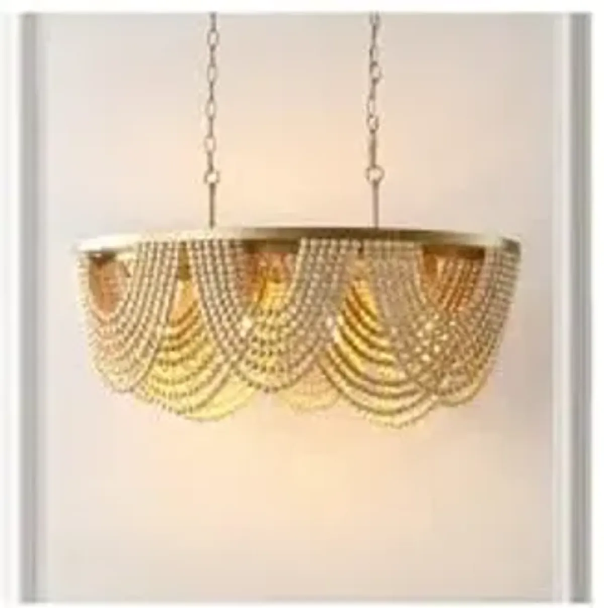 SAFAVIEH Lighting Collection Alluri Boho Coastal Gold/Natural 4-Light 32-inch Chandelier