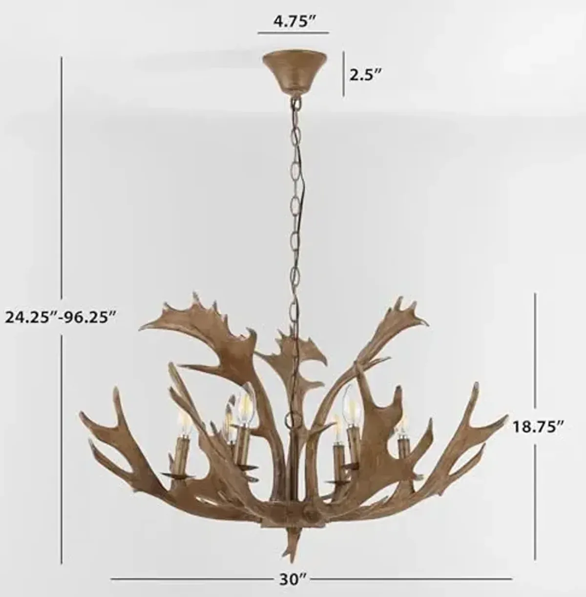 SAFAVIEH Lighting Collection Dresden Rustic Farmhouse Brown Antler Chandelier