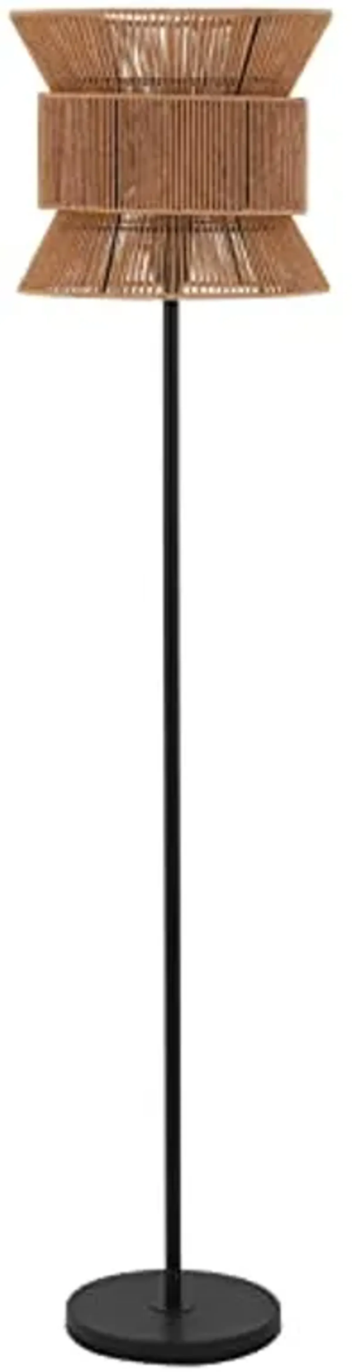 Safavieh Lighting Collection Boyer Boho Coastal Tropical Natural/Black 60-inch Floor Lamp (LED Bulb Included)