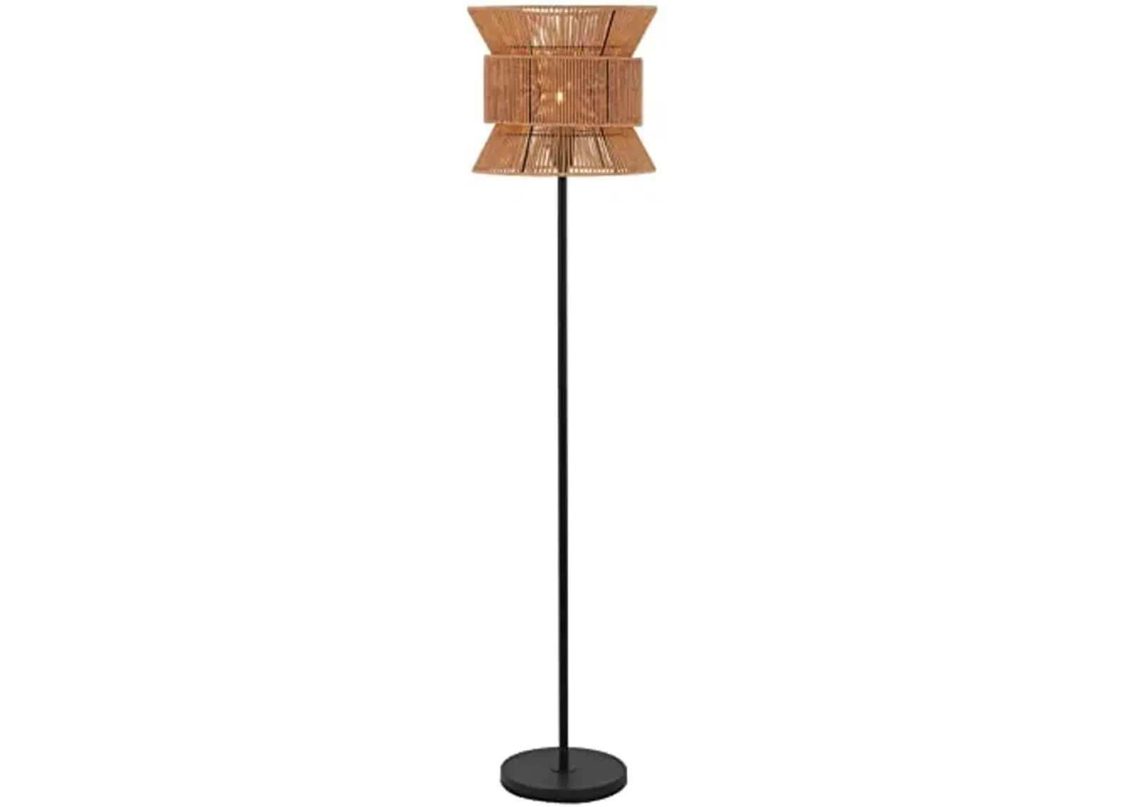 Safavieh Lighting Collection Boyer Boho Coastal Tropical Natural/Black 60-inch Floor Lamp (LED Bulb Included)