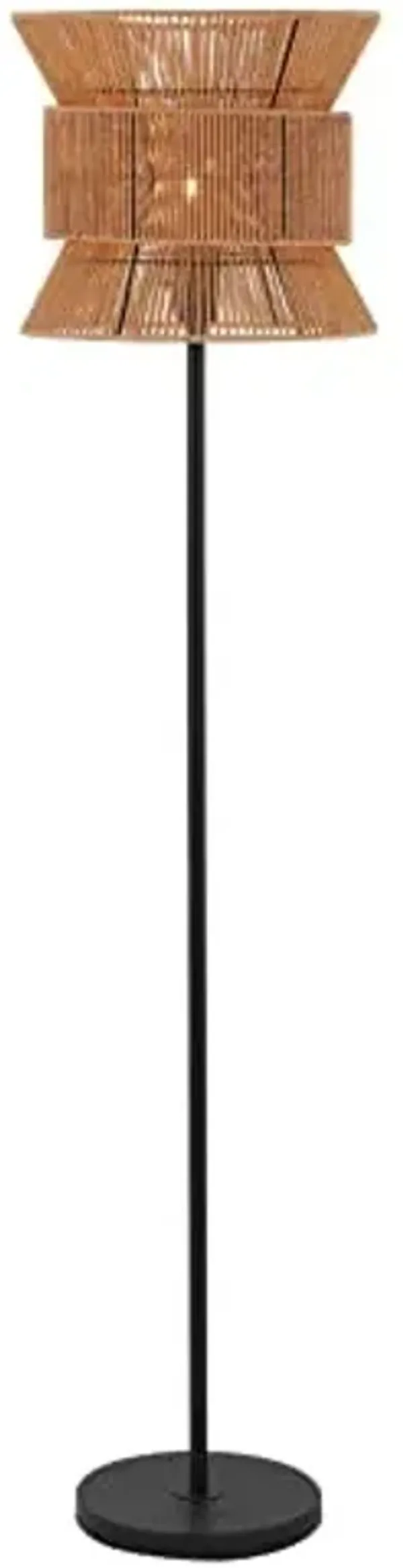 SAFAVIEH Lighting Collection Boyer Boho Coastal Tropical Natural/Black 60-inch Floor Lamp (LED Bulb Included)