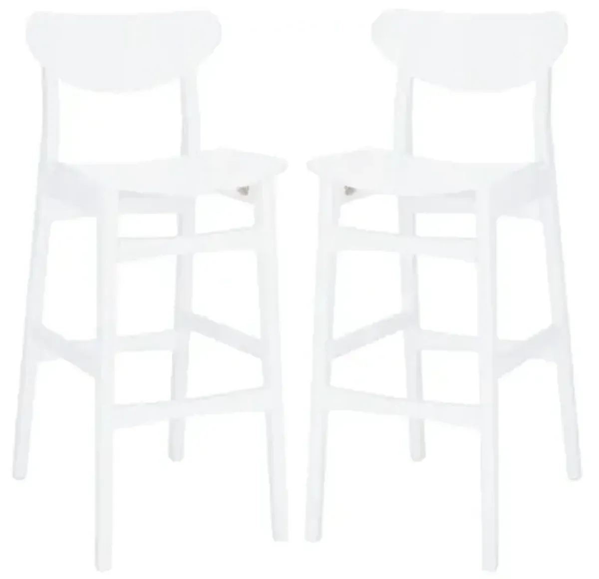 SAFAVIEH Home Collection Thaxton Mid-Century Farmhouse White 30-inch Set of 2 Bar Stool