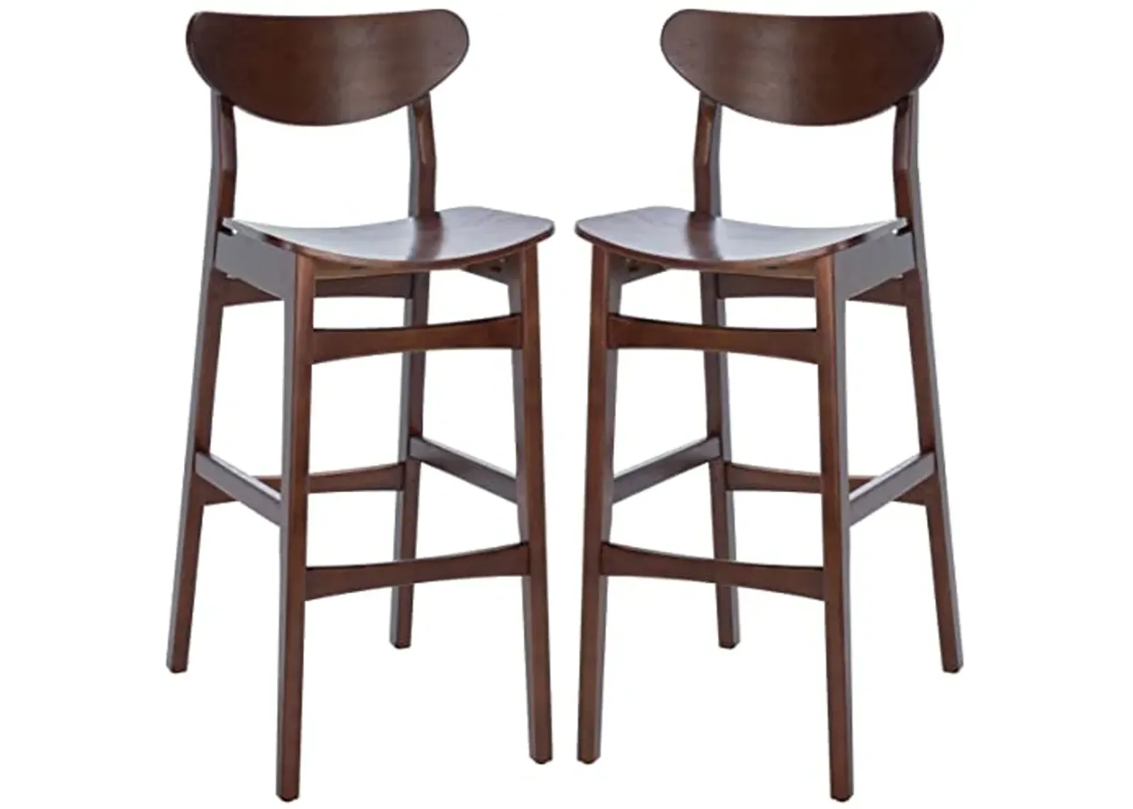 SAFAVIEH Home Collection Thaxton Mid-Century Farmhouse Walnut 30-inch Bar Stool Set of 2