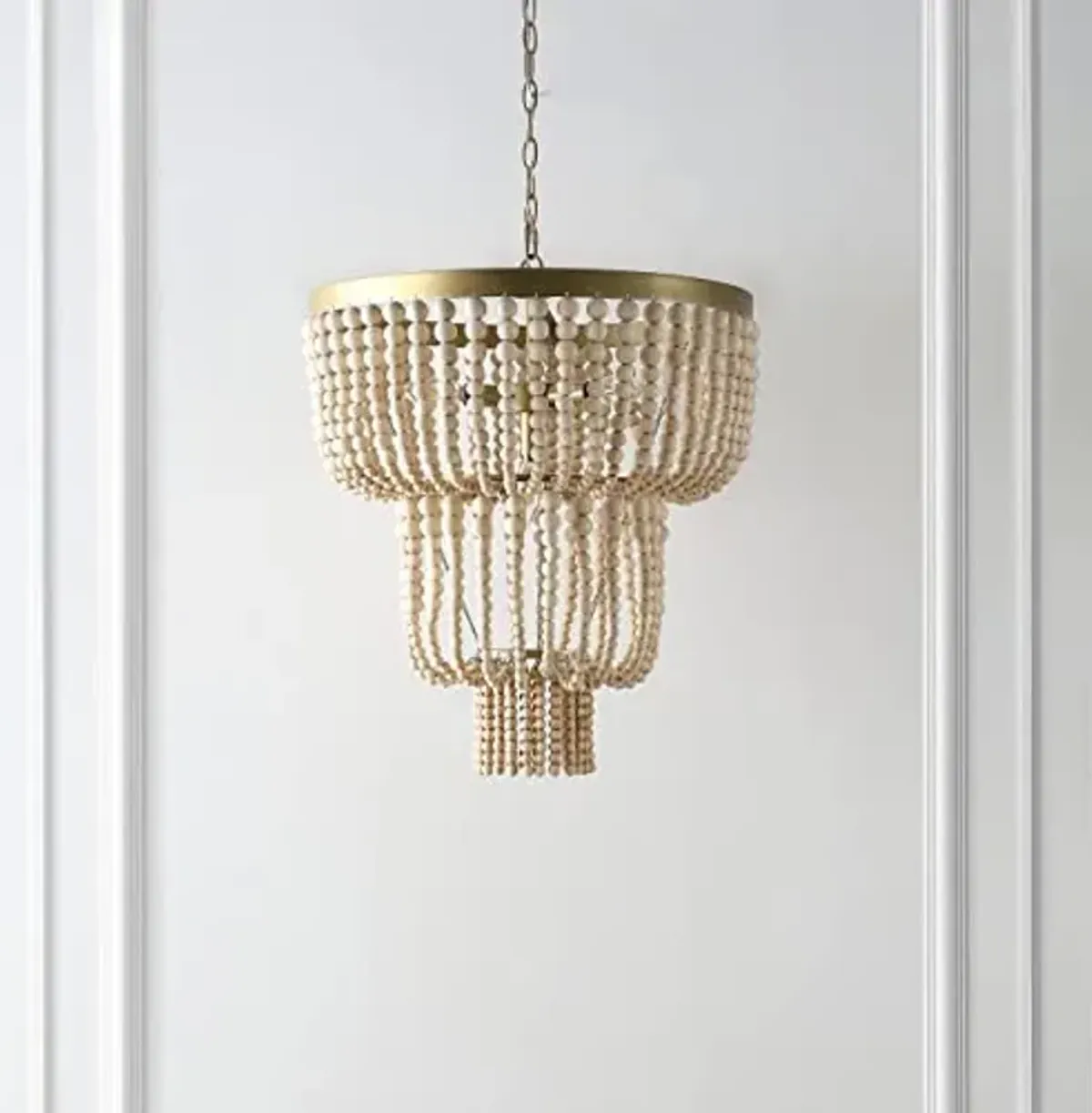 SAFAVIEH Lighting Collection Aleynne Boho Coastal Gold/Natural 4-Light 21-inch Chandelier