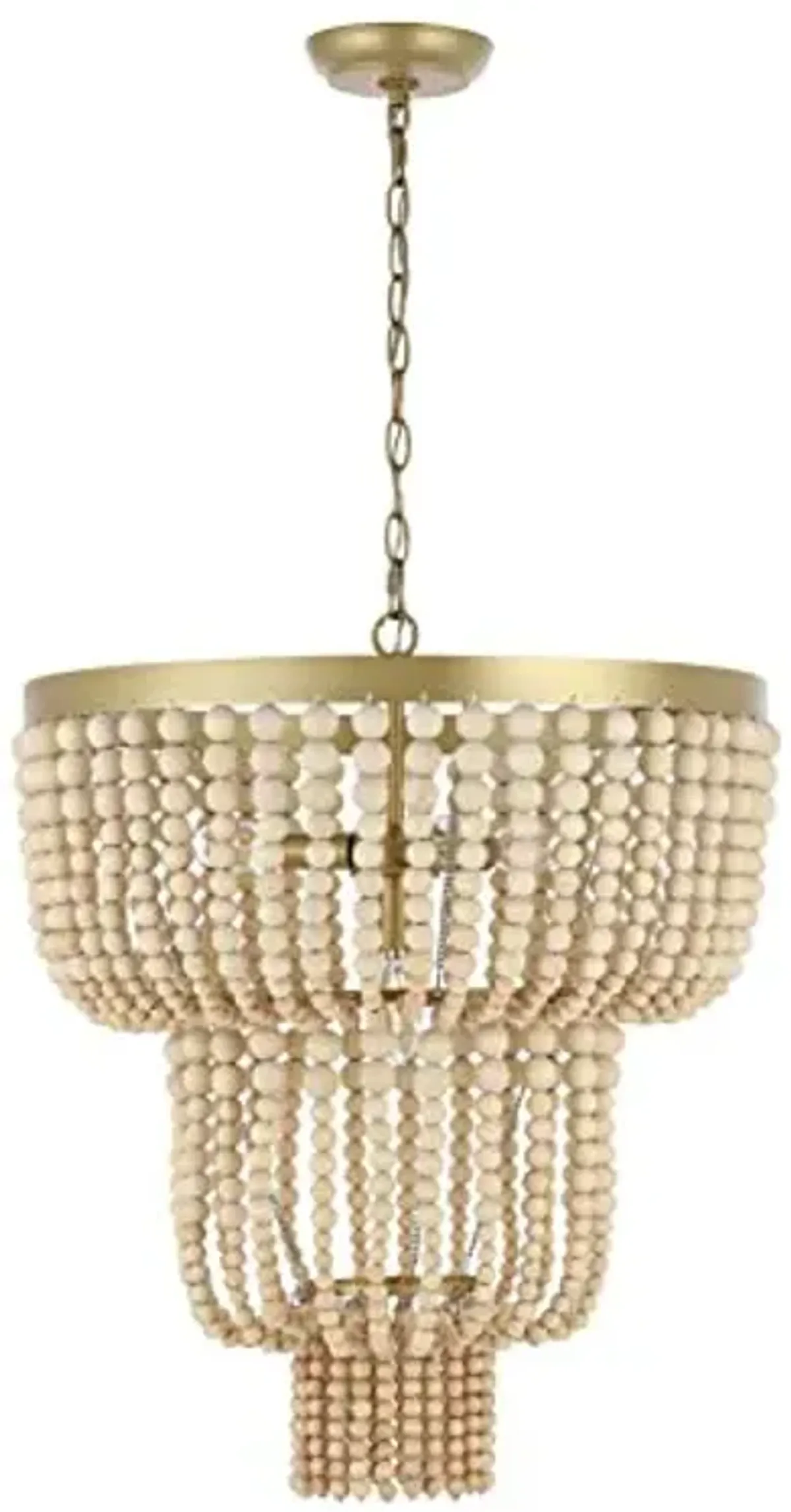 SAFAVIEH Lighting Collection Aleynne Boho Coastal Gold/Natural 4-Light 21-inch Chandelier