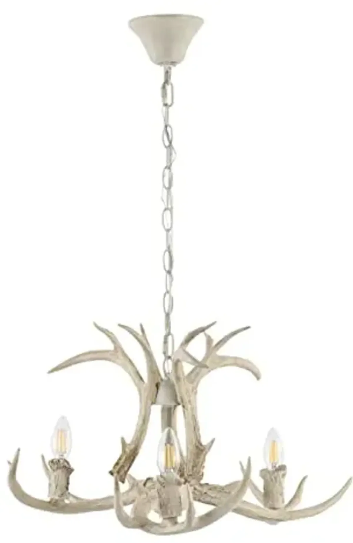 SAFAVIEH Lighting Collection Cenwyn Rustic Farmhouse Antique White Antler Chandelier