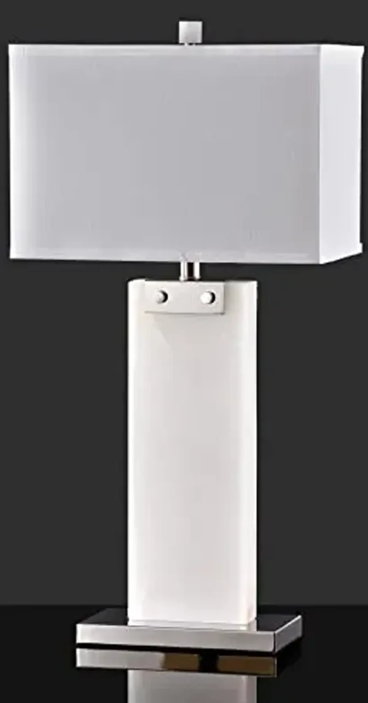 SAFAVIEH Couture Lighting Collection Morgen Handmade Nickel/White Alabaster 30-inch Table Lamp