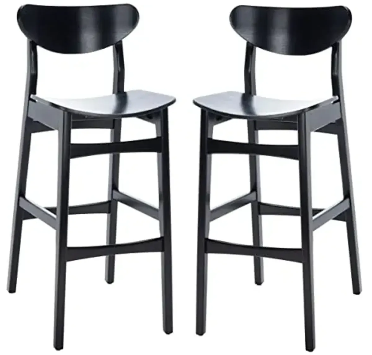 SAFAVIEH Home Collection Thaxton Mid-Century Farmhouse Black 30-inch Set of 2 Bar Stool