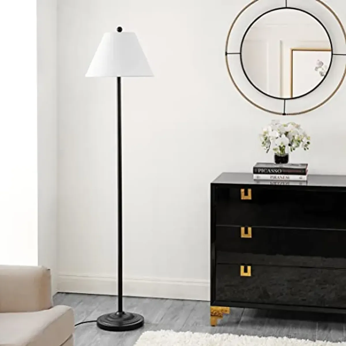 Safavieh Lighting Collection Hallie Contemporary Black 68-inch Floor Lamp (LED Bulb Included)