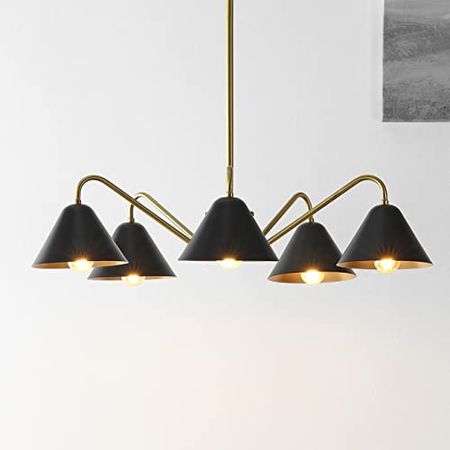 Safavieh Lighting Collection Meissa Mid-Century Modern Black/Brass 5-Light Chandelier