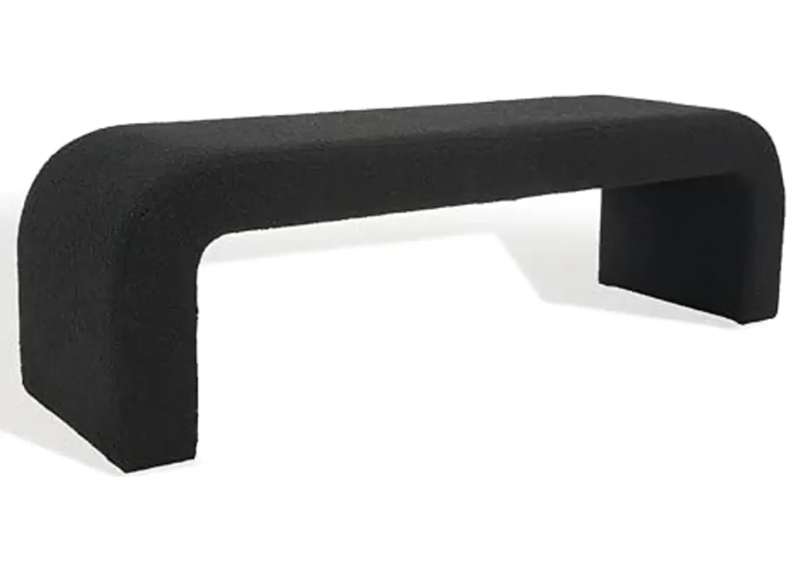 SAFAVIEH Couture Collection Caralynn Mid-Century Modern Black Boucle Bench (Fully Assembled)