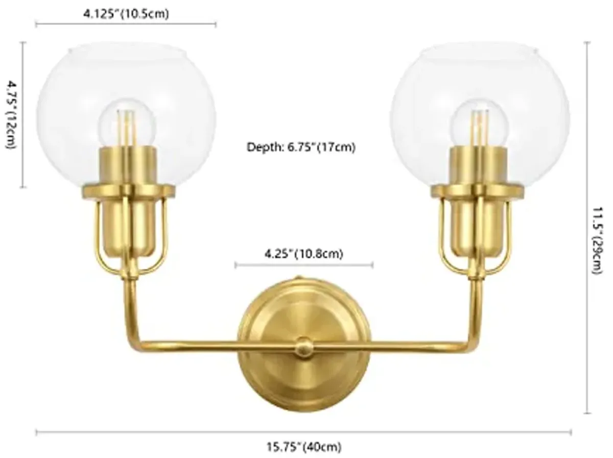 SAFAVIEH Lighting Collection Fenris Contemporary Brass/Clear 2-Light Single Wall Sconce