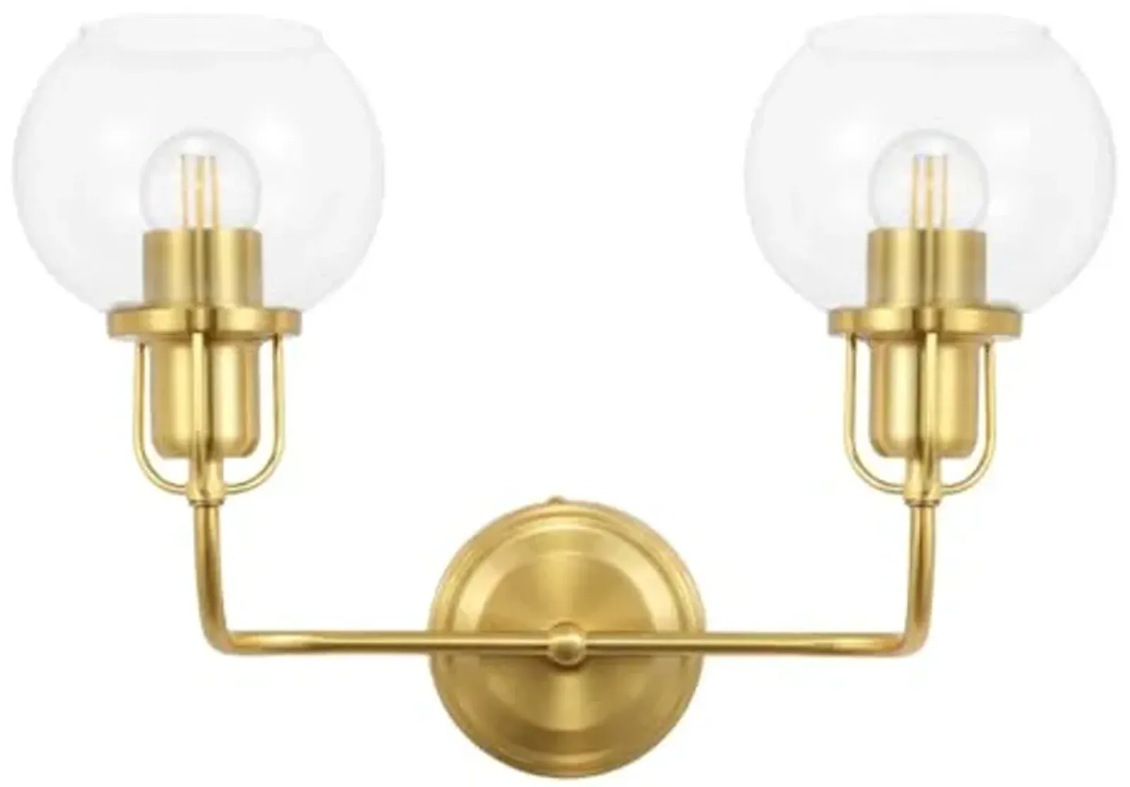 SAFAVIEH Lighting Collection Fenris Contemporary Brass/Clear 2-Light Single Wall Sconce