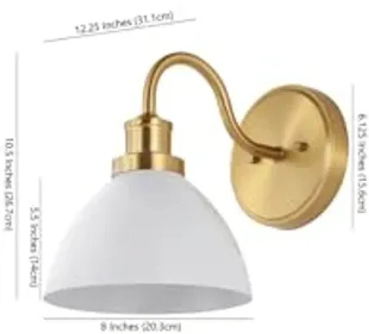 SAFAVIEH Lighting Collection Genetta Gold/White Shade Dome Single Wall Sconce