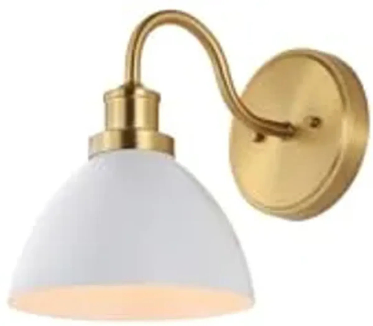 SAFAVIEH Lighting Collection Genetta Gold/White Shade Dome Single Wall Sconce