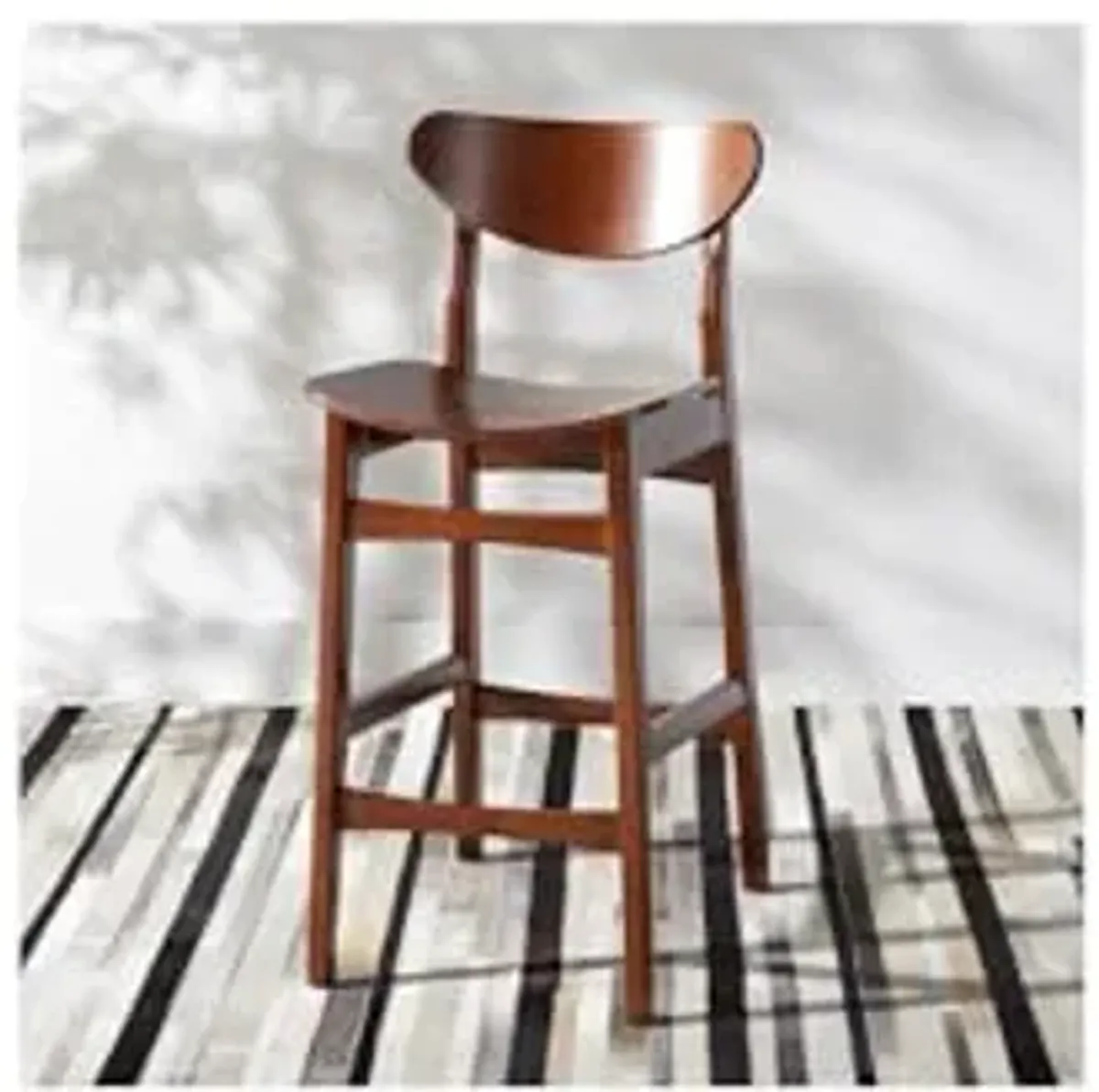 SAFAVIEH Home Collection Thaxton Mid-Century Farmhouse Walnut 26-inch Counter Stool