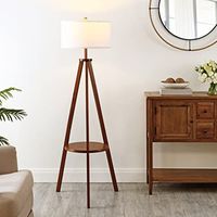 Safavieh Lighting Collection Faris Mid-Century Modern Natural 68-inch 1-Shelf Tripod Floor Lamp
