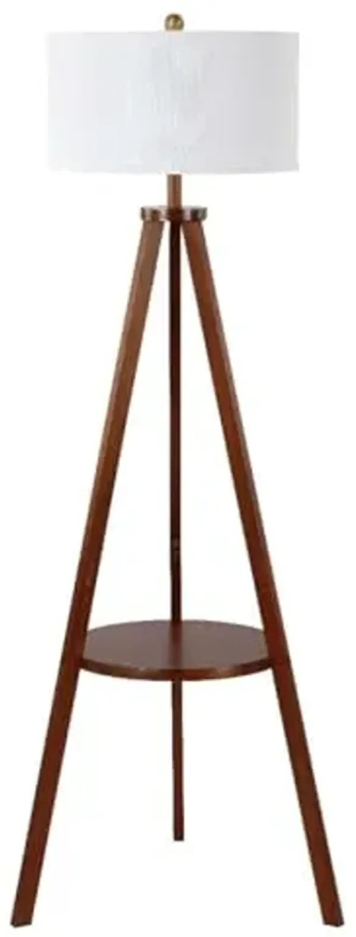 SAFAVIEH Lighting Collection Faris Mid-Century Modern Natural 68-inch 1-Shelf Tripod Floor Lamp