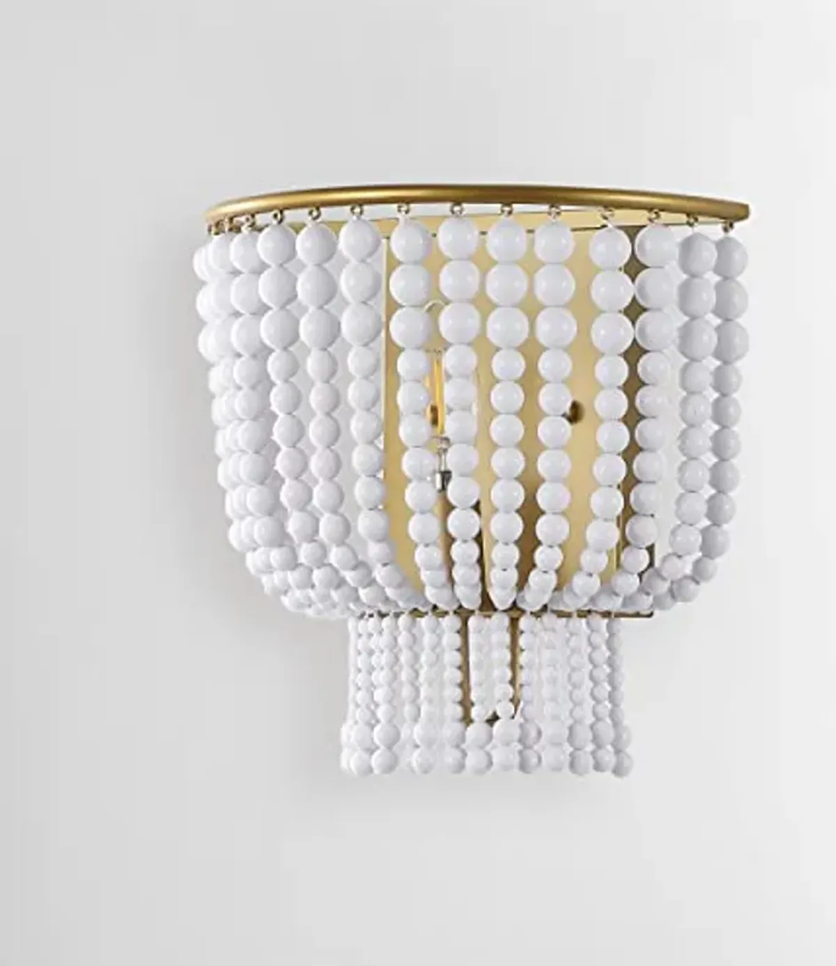 SAFAVIEH Lighting Collection Celyn Contemporary Boho White/Brass Beaded Single Wall Sconce