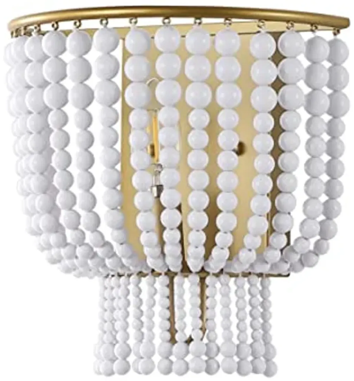 SAFAVIEH Lighting Collection Celyn Contemporary Boho White/Brass Beaded Single Wall Sconce