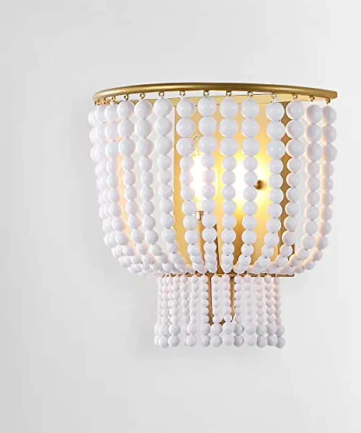 SAFAVIEH Lighting Collection Celyn Contemporary Boho White/Brass Beaded Single Wall Sconce