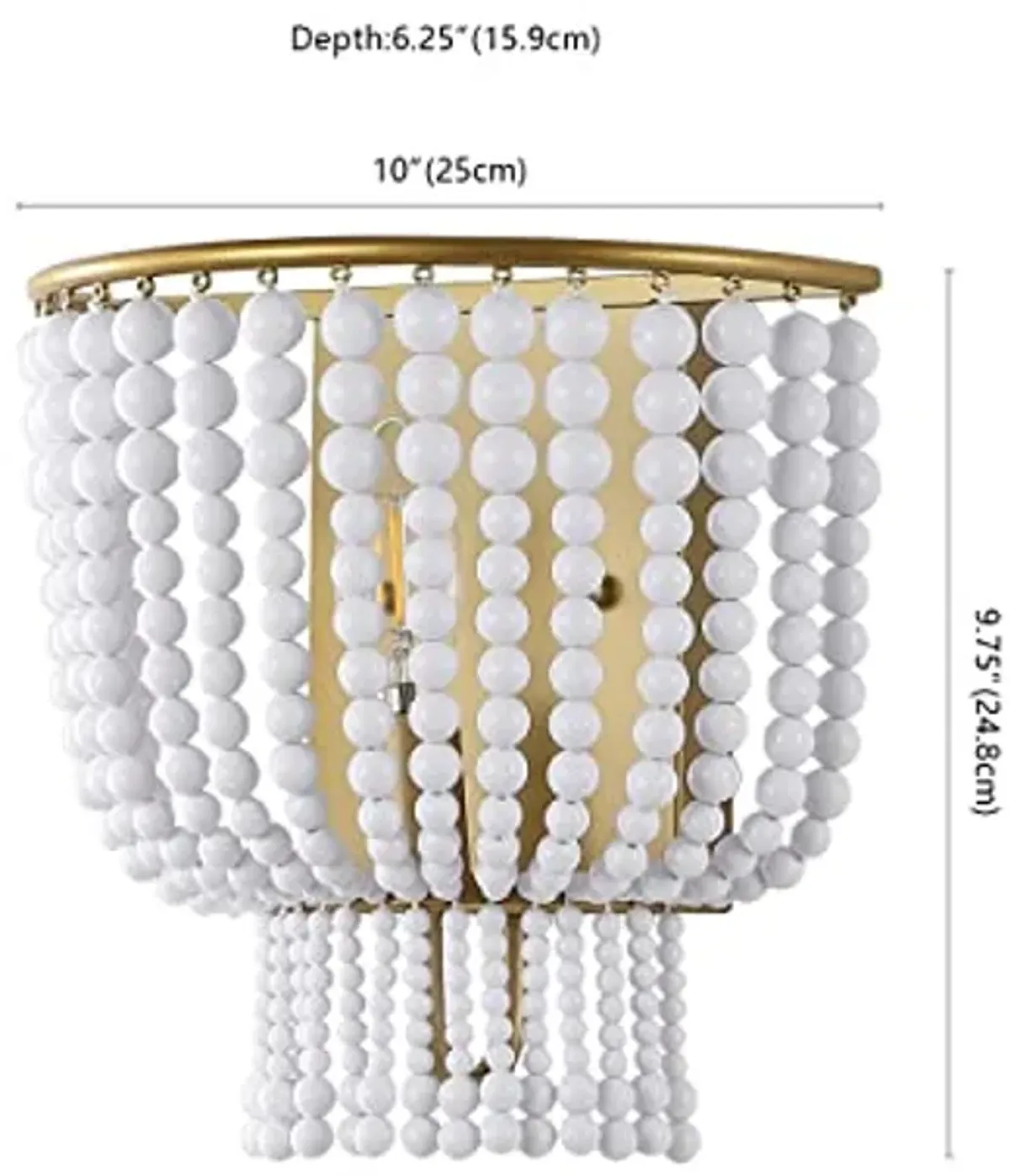 SAFAVIEH Lighting Collection Celyn Contemporary Boho White/Brass Beaded Single Wall Sconce