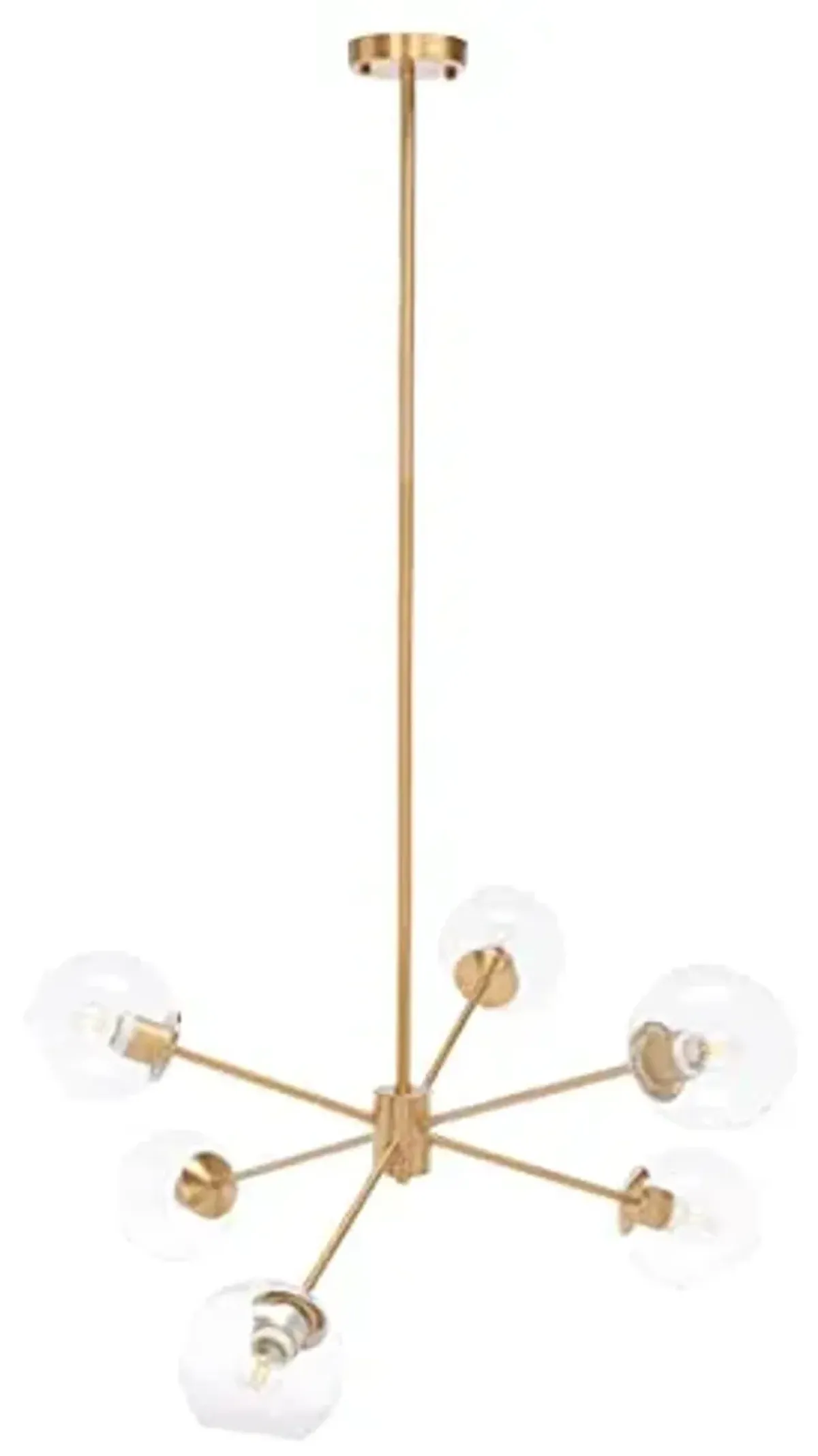 SAFAVIEH Lighting Collection Cantori Sputnik Mid-Century Modern Retro Brass/Clear Orb Chandelier