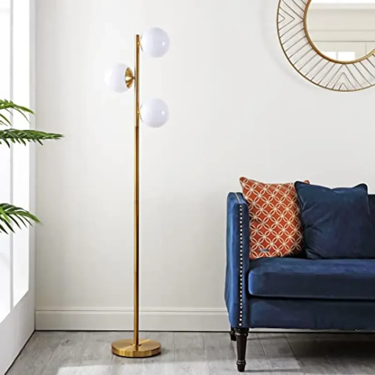 SAFAVIEH Lighting Collection Devlyn Mid-Century Modern Gold 63-inch 3-Light Floor Lamp