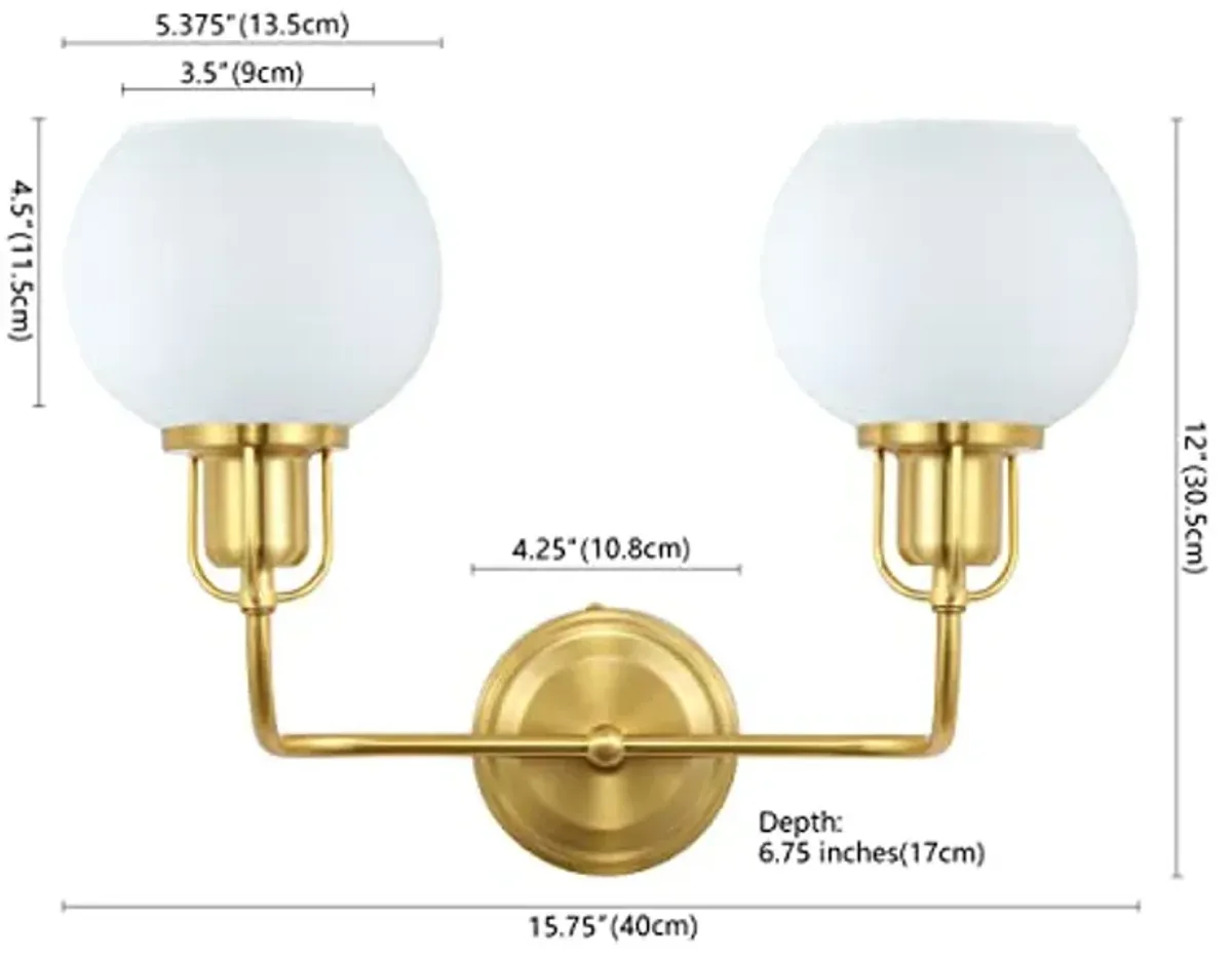 SAFAVIEH Lighting Collection Fenris Contemporary Brass/Opal 2-Light Single Wall Sconce