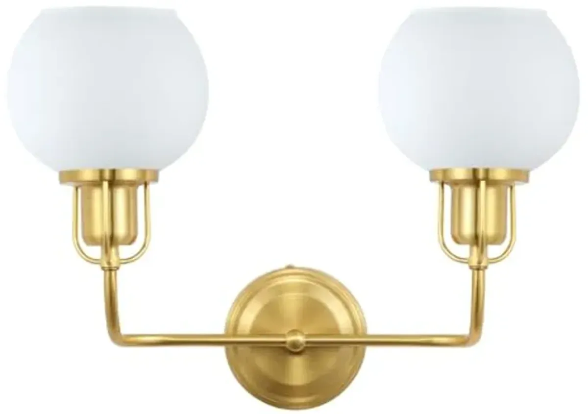 SAFAVIEH Lighting Collection Fenris Contemporary Brass/Opal 2-Light Single Wall Sconce