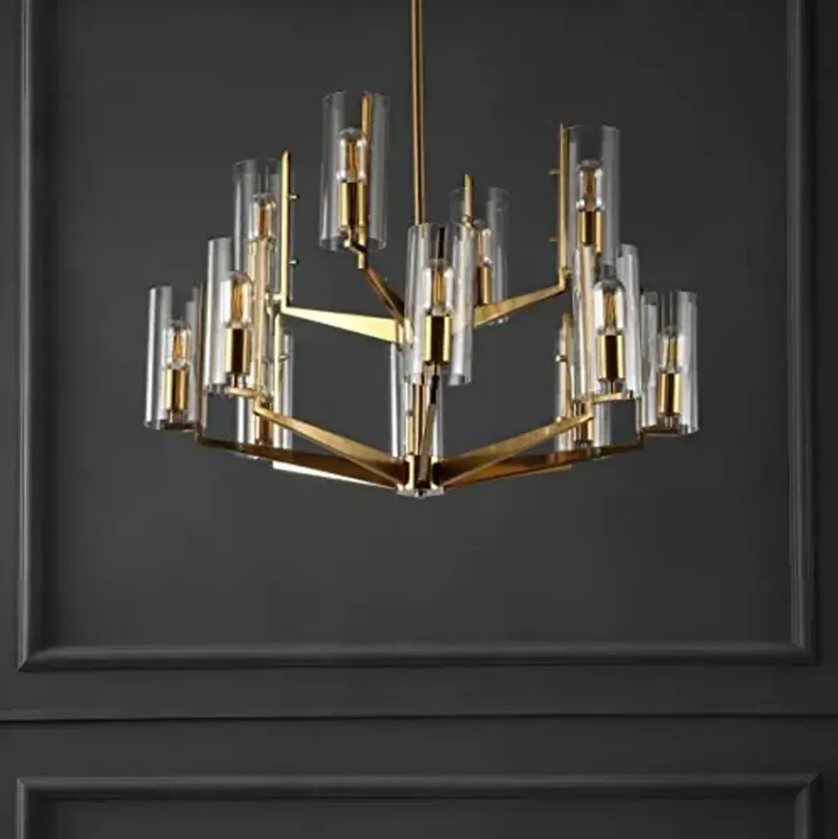 SAFAVIEH Couture Lighting Collection Jennica Art Deco Glam Gold Glass Chandelier
