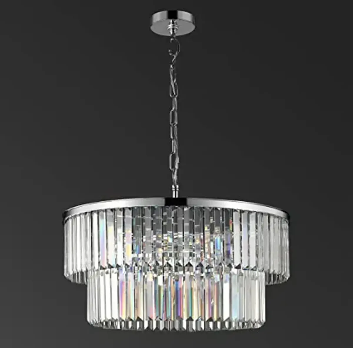 SAFAVIEH Couture Lighting Collection Karissa Art Deco Glam Chrome 2-Tier Crystal Chandelier