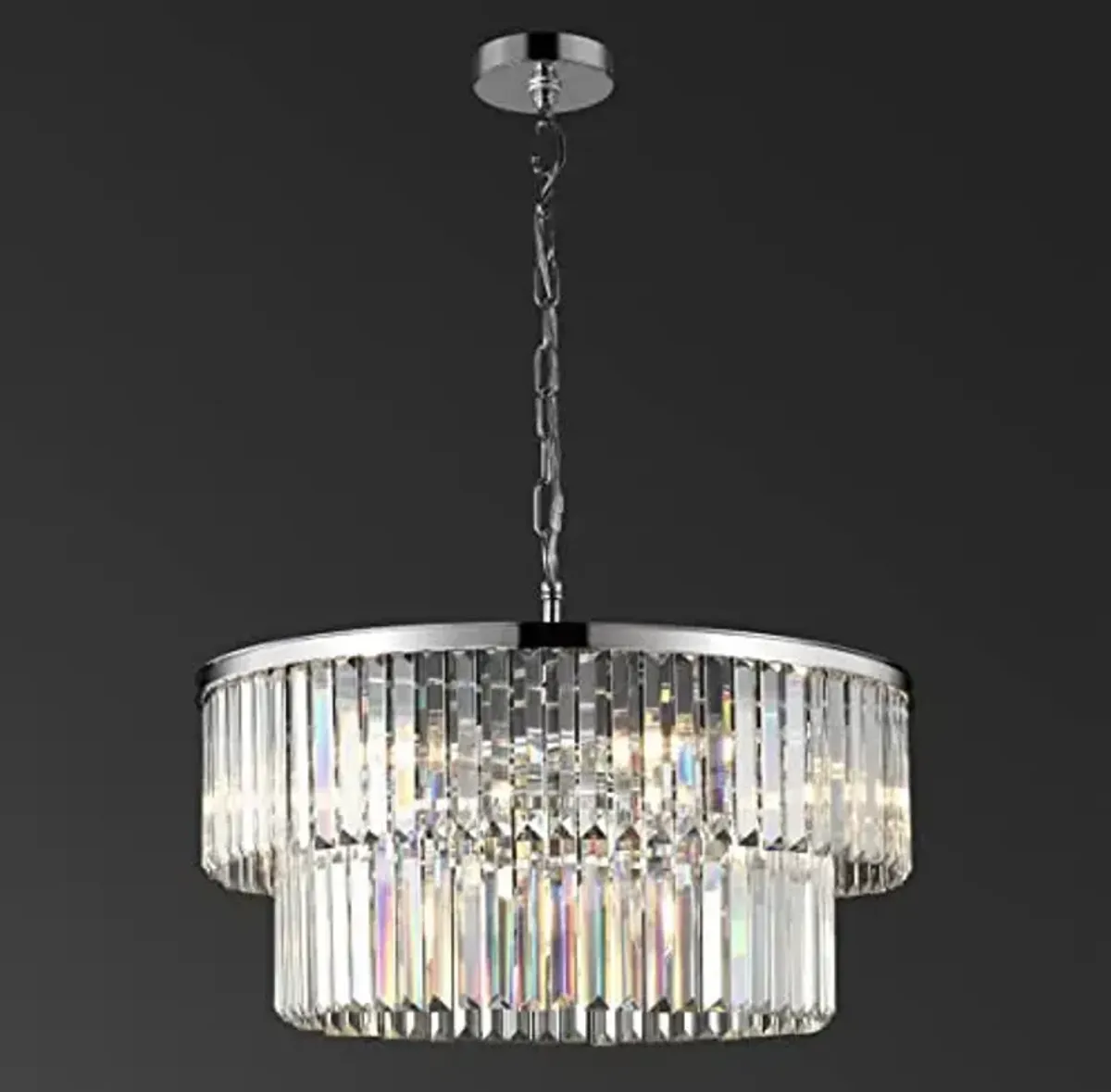 SAFAVIEH Couture Lighting Collection Karissa Art Deco Glam Chrome 2-Tier Crystal Chandelier