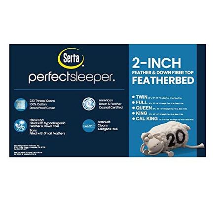 Serta - 233 Thread Count - 2-Inch White Feather and Down Fiber Top FeatherBed - Full