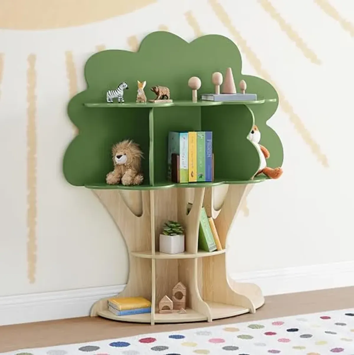 Delta Children Tree Bookcase - Greenguard Gold Certified, Fern Green/Crafted Natural