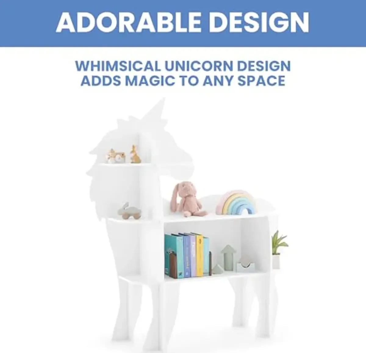 Delta Children Unicorn Bookcase - Greenguard Gold Certified, White