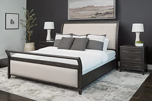 Abbyson Living 3 Piece Sleigh Bedroom Set, Dark Gray (King)