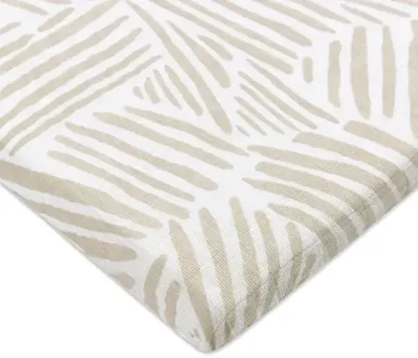 Babyletto Muslin Baby Bassinet Sheets for Girls & Boys - GOTS Certified Breathable Organic Cotton Cover - 360° Fitted, Soft, Gentle & Cozy Rectangle Bedside Bassinet Sheets - Oat Stripe
