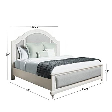 Abbyson Living Gray Fabric Panel Bed Frame, White (King (U.S. Standard))
