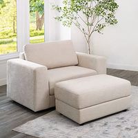 Abbyson Living Stain-Resistant Oversized Fabric Armchair and Ottoman (Sand)