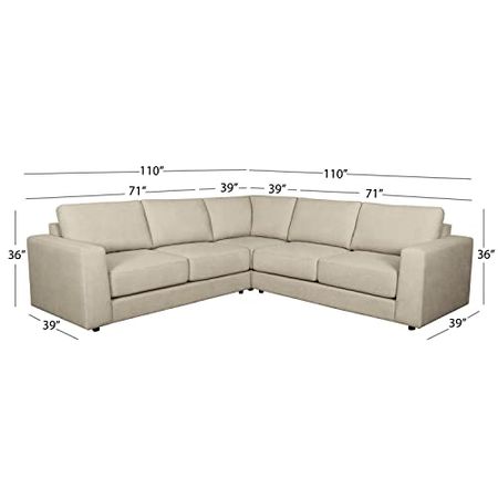Abbyson Living Stain-Resistant 3 Piece Fabric Sectional (Sand)