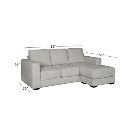 Abbyson Living Stain-Resistant Fabric Reversible Sofa Chaise Sectional (Light Gray)