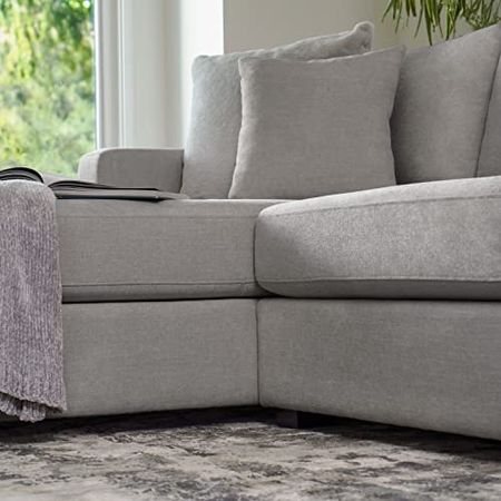 Abbyson Living Stain Resistant Fabric Cuddler Sectional (Light Gray)