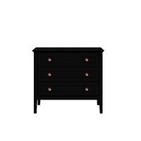 Manhattan Comfort Crown 31.29" Dresser with Rose Gold Metal Accent, Anti-Tip Kit Included, Modern Chest of Drawers for The Bedroom and Living Room, Black