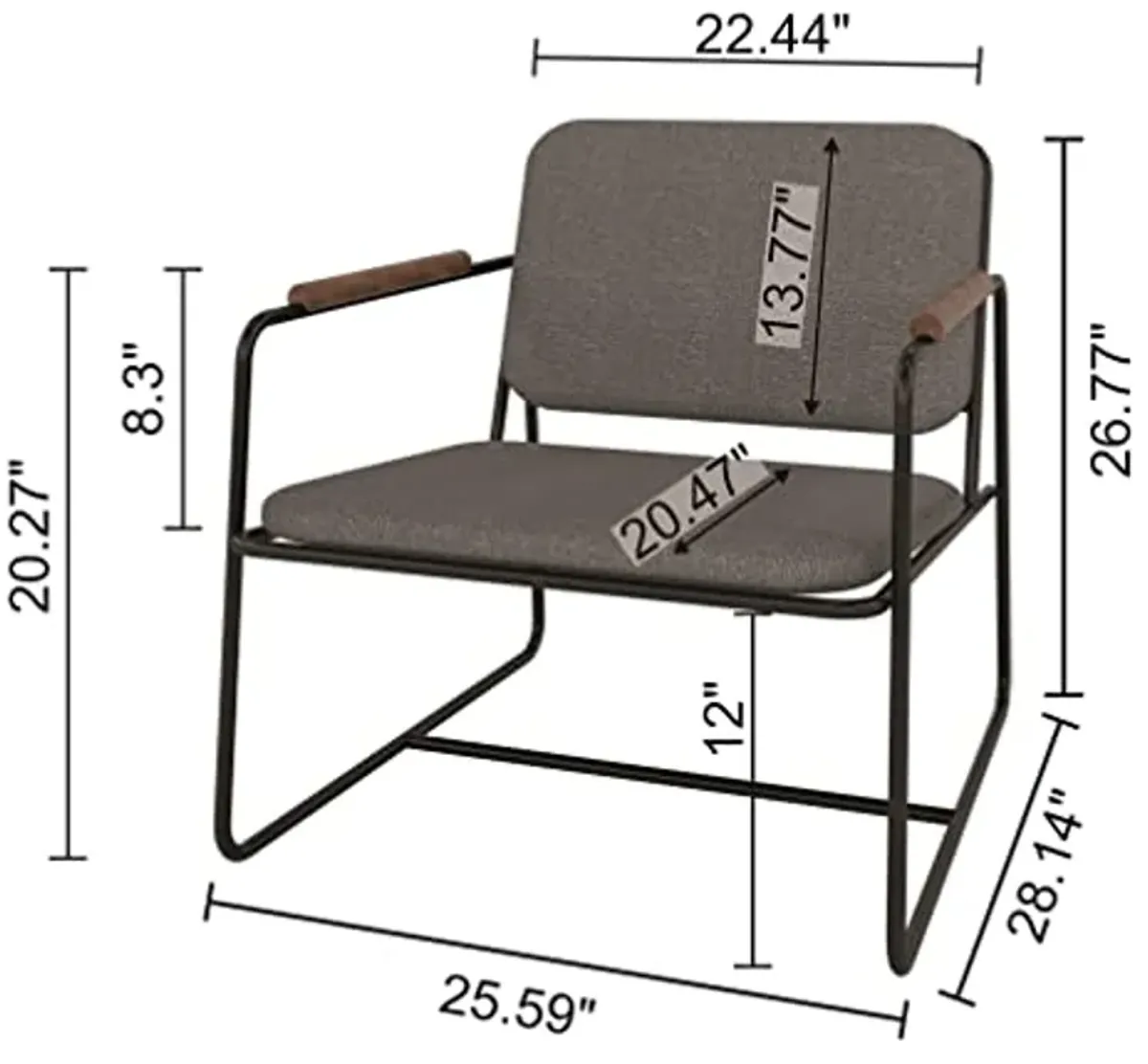 Manhattan Comfort Whythe PU Leather Low Accent Chair 2.0 with Solid Wood Arm Design, Natural Linen