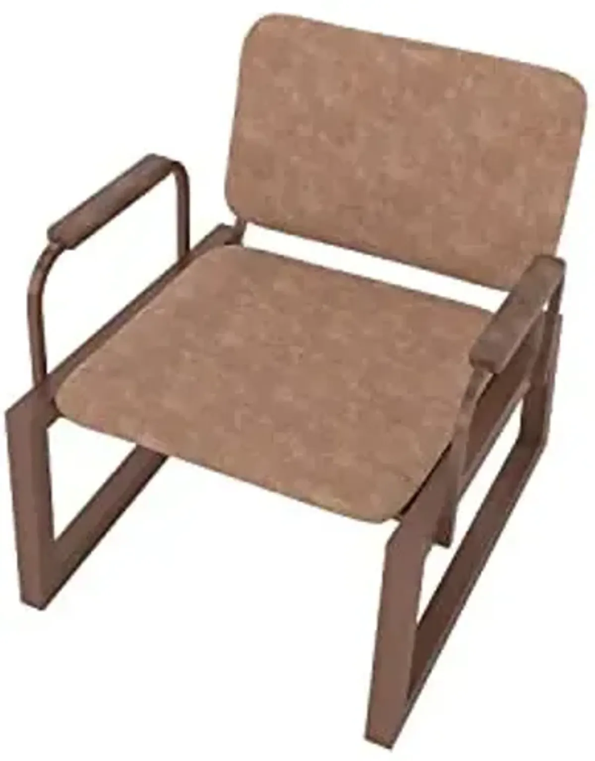 Manhattan Comfort Whythe PU Leather Low Accent Chair 1.0 with Solid Wood Arm Design, Corten