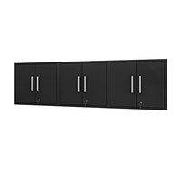 Manhattan Comfort Eiffel Floating Garage Storage with Lock and Key, Space Saver Wall Cabinet, Set of 3, Black